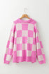 'Galena' Pink Checkered Sweater - Celes Fashion